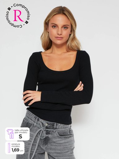 POLERA MUJER INDEX ALGODÓN MANGA LARGA BÁSICA - 1