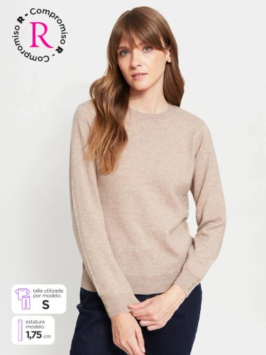SWEATER MUJER CACHAREL LANA MANGA LARGA BOTONES - 1