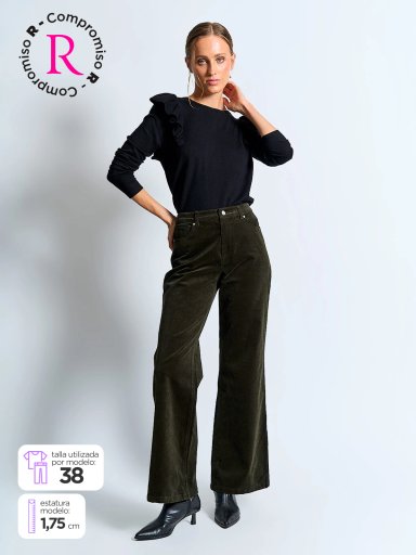 PANTALÓN MUJER MARQUIS ALGODÓN COTELÉ WIDE LEG - 1
