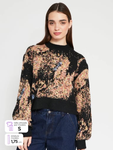 SWEATER MUJER BARBADOS JACQUARD CROPPED - 1