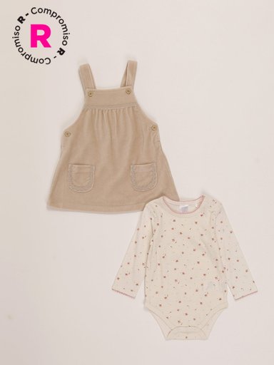CONJUNTO NIÑO BABY HARVEST JARDINERA FALDA Y BODY  - 1