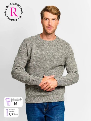 SWEATER HOMBRE CACHAREL ALGODÓN CUELLO REDONDO - 1