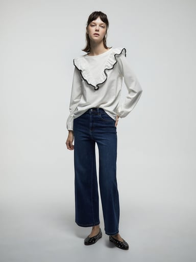 POLERA MUJER SFERA ALGODÓN MANGA LARGA BOLITAS - 1