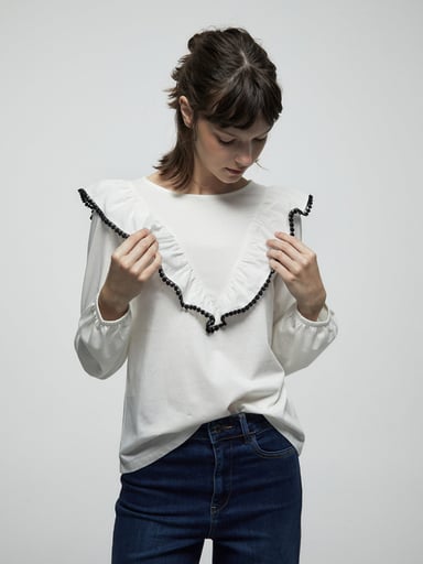 POLERA MUJER SFERA ALGODÓN MANGA LARGA BOLITAS - 2