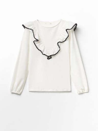 POLERA MUJER SFERA ALGODÓN MANGA LARGA BOLITAS - 4