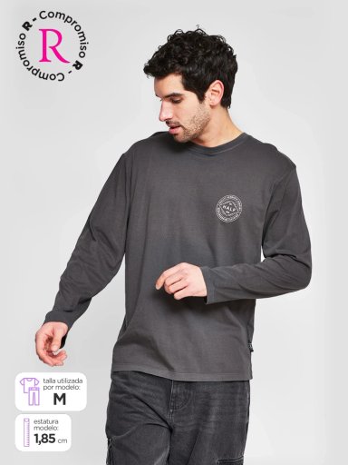 POLERA HOMBRE HALF ALGODÓN MANGA LARGA PRINT - 1