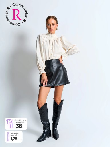 FALDA MUJER MARQUIS CORTA EFECTO PIEL - 1