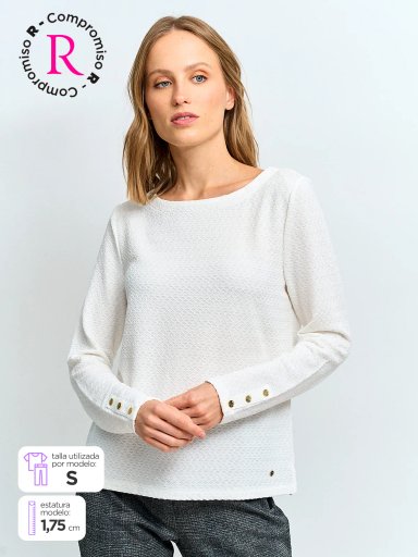 POLERA MUJER CACHAREL MANGA LARGA TEXTURADA - 1