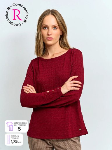 POLERA MUJER CACHAREL MANGA LARGA TEXTURADA - 1