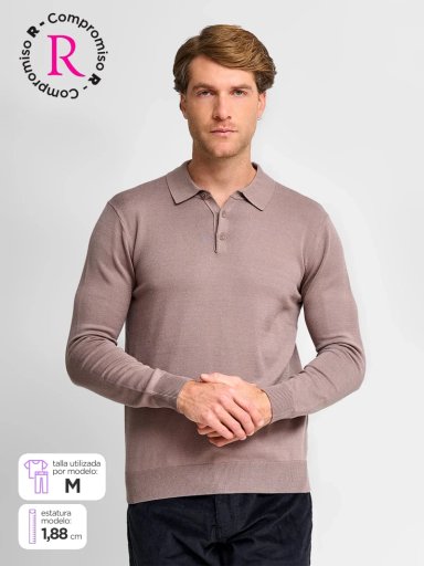SWEATER HOMBRE CACHAREL CUELLO POLO BOTONES - 1