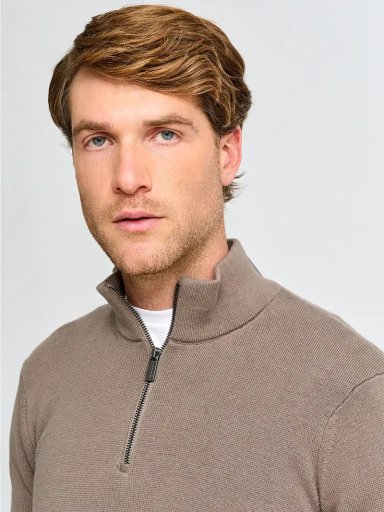 SWEATER HOMBRE CACHAREL ALGODÓN HALF ZIPPER TEXTURA - 3