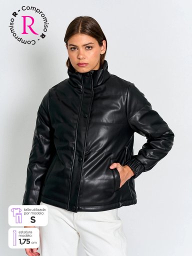CHAQUETA MUJER AZIZ MANGA LARGA EFECTO PIEL - 1