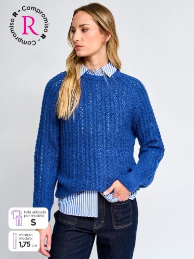 SWEATER MUJER REGATTA MANGA LARGA TRENZADO - 1