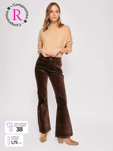 PANTALÓN MUJER TATIENNE ALGODÓN FLARE EFECTO TERCIOPELO - 1