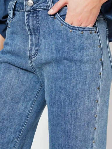 JEANS MUJER TATIENNE ALGODÓN RECTO TACHAS - 4