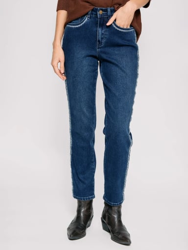 JEANS MUJER TATIENNE ALGODÓN RECTO BORDADO - 2