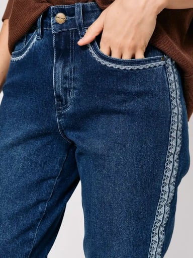 JEANS MUJER TATIENNE ALGODÓN RECTO BORDADO - 4