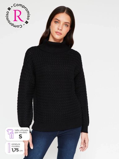SWEATER MUJER AZIZ PUNTO ARROZ - 1