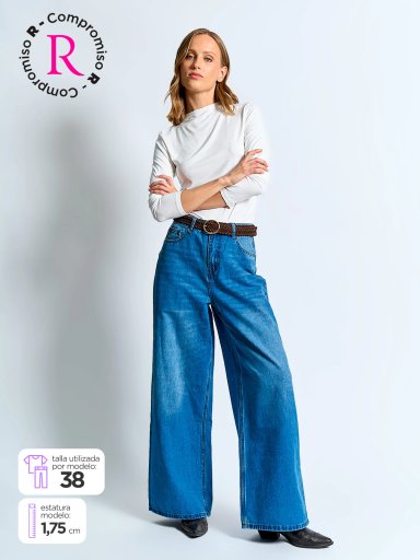 JEANS MUJER MARQUIS ALGODÓN WIDELEG CINTURÓN - 1