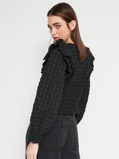 BLUSA MUJER BARBADOS ALGODÓN CUADROS RUFFLES - 2