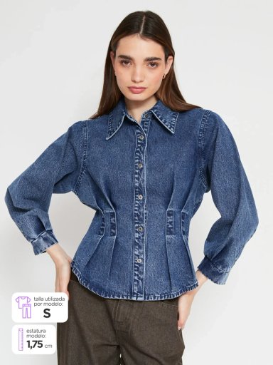 BLUSA MUJER BARBADOS ALGODÓN DENIM PINZAS - 1