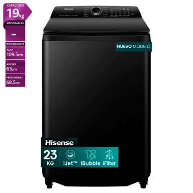 LAVADORA CARGA SUPERIOR HISENSE WT5I2323DB 23KG NEGRO - 1