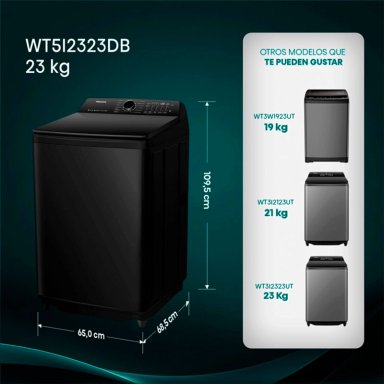 LAVADORA CARGA SUPERIOR HISENSE WT5I2323DB 23KG NEGRO - 3