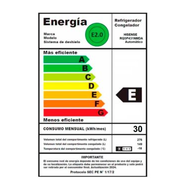 REFRIGERADOR FRENCH DOOR HISENSE RQ5P431NMDA 425L NO FROST GRIS - 14