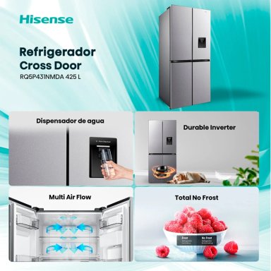 REFRIGERADOR FRENCH DOOR HISENSE RQ5P431NMDA 425L NO FROST GRIS - 4