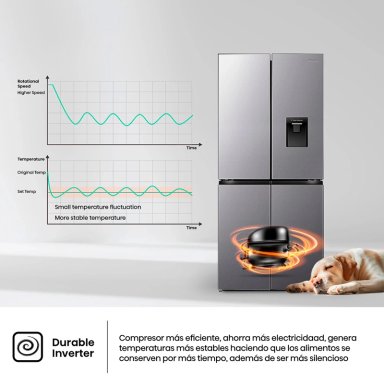 REFRIGERADOR FRENCH DOOR HISENSE RQ5P431NMDA 425L NO FROST GRIS - 7