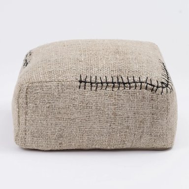 PUFF MAISON LINETT FRANJA NEGRA 50X50 CM BEIGE - 1