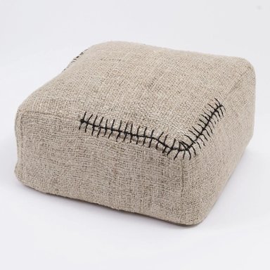 PUFF MAISON LINETT FRANJA NEGRA 50X50 CM BEIGE - 2