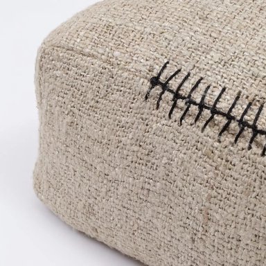 PUFF MAISON LINETT FRANJA NEGRA 50X50 CM BEIGE - 3