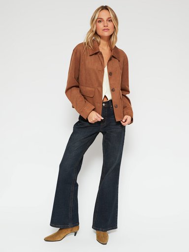 CHAQUETA MUJER INDEX CORTA EFECTO PIEL GAMUZA - 4