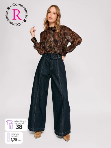 JEANS MUJER MARQUIS ALGODÓN WIDE LEG CINTURÓN - 2