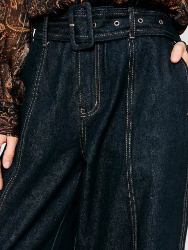 JEANS MUJER MARQUIS ALGODÓN WIDE LEG CINTURÓN - 4