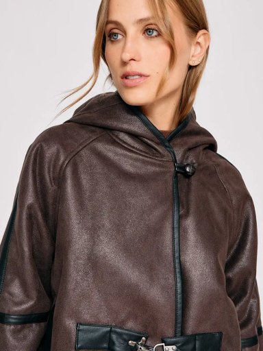 CHAQUETA MUJER TATIENNE CORTA EFECTO CUERO PELUDA - 3