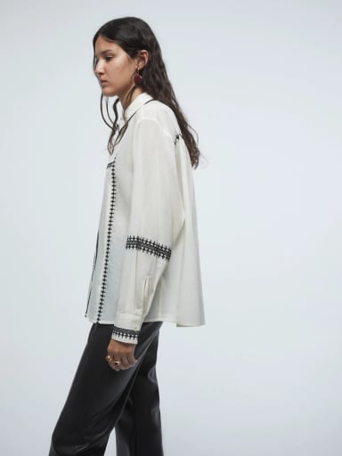BLUSA MUJER SFERA ALGODÓN MANGA LARGA BORDADO - 3