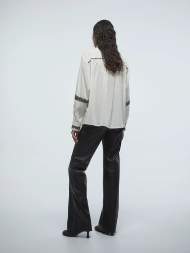 BLUSA MUJER SFERA ALGODÓN MANGA LARGA BORDADO - 4