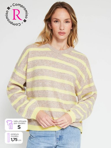 SWEATER MUJER INDEX MANGA LARGA LÍNEAS - 1