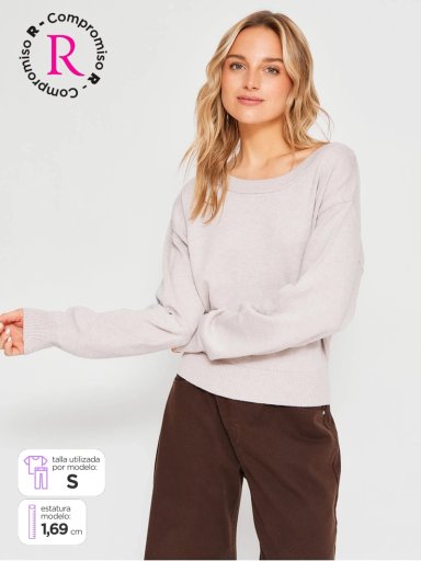 SWEATER MUJER INDEX MANGA LARGA BORDADO - 1