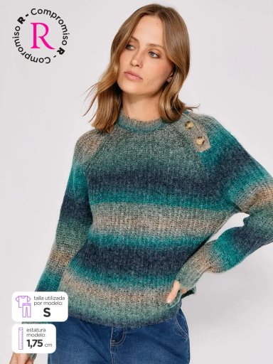 SWEATER MUJER REGATTA MANGA LARGA BOTONES - 1