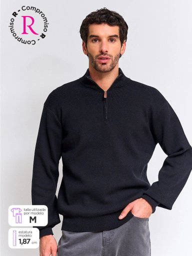 SWEATER HOMBRE KENNETH STEVENS ALGODÓN HALF ZIPPER - 1