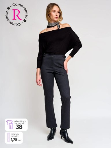 PANTALÓN MUJER CACHAREL RECTO TIPO CALZA - 1