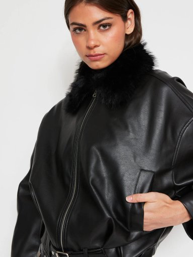 CHAQUETA MUJER INDEX CORTA EFECTO PIEL - 3