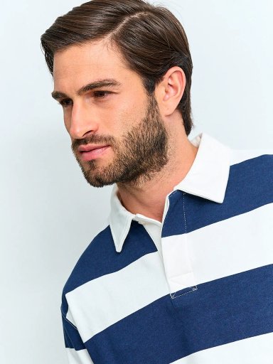 POLERA HOMBRE INDEX ALGODÓN CUELLO POLO MANGA LARGA RAYADA - 3