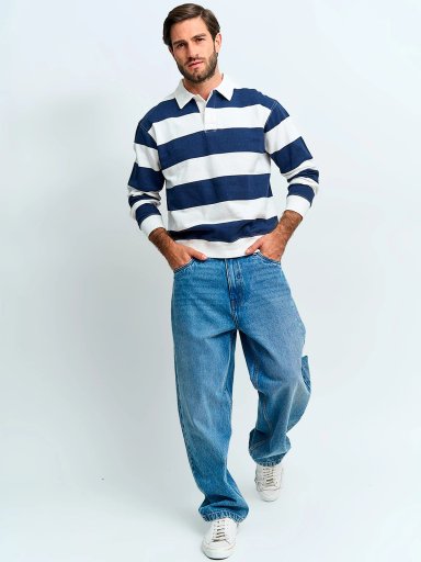 POLERA HOMBRE INDEX ALGODÓN CUELLO POLO MANGA LARGA RAYADA - 4