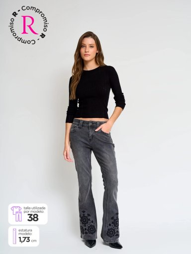 JEANS MUJER INDEX ALGODÓN BORDADO - 2