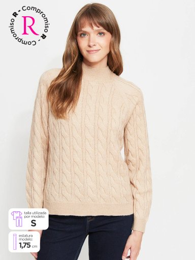 SWEATER MUJER REGATTA CUELLO REDONDO MANGA LARGA TRENZADO - 1