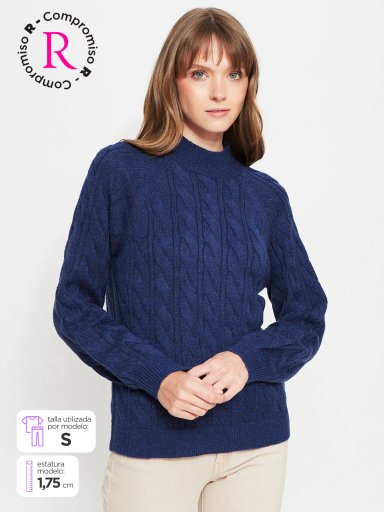 SWEATER MUJER REGATTA CUELLO REDONDO MANGA LARGA TRENZADO - 1